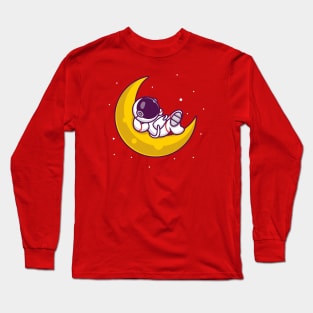 Cute Astronaut Sleeping On The Moon Long Sleeve T-Shirt